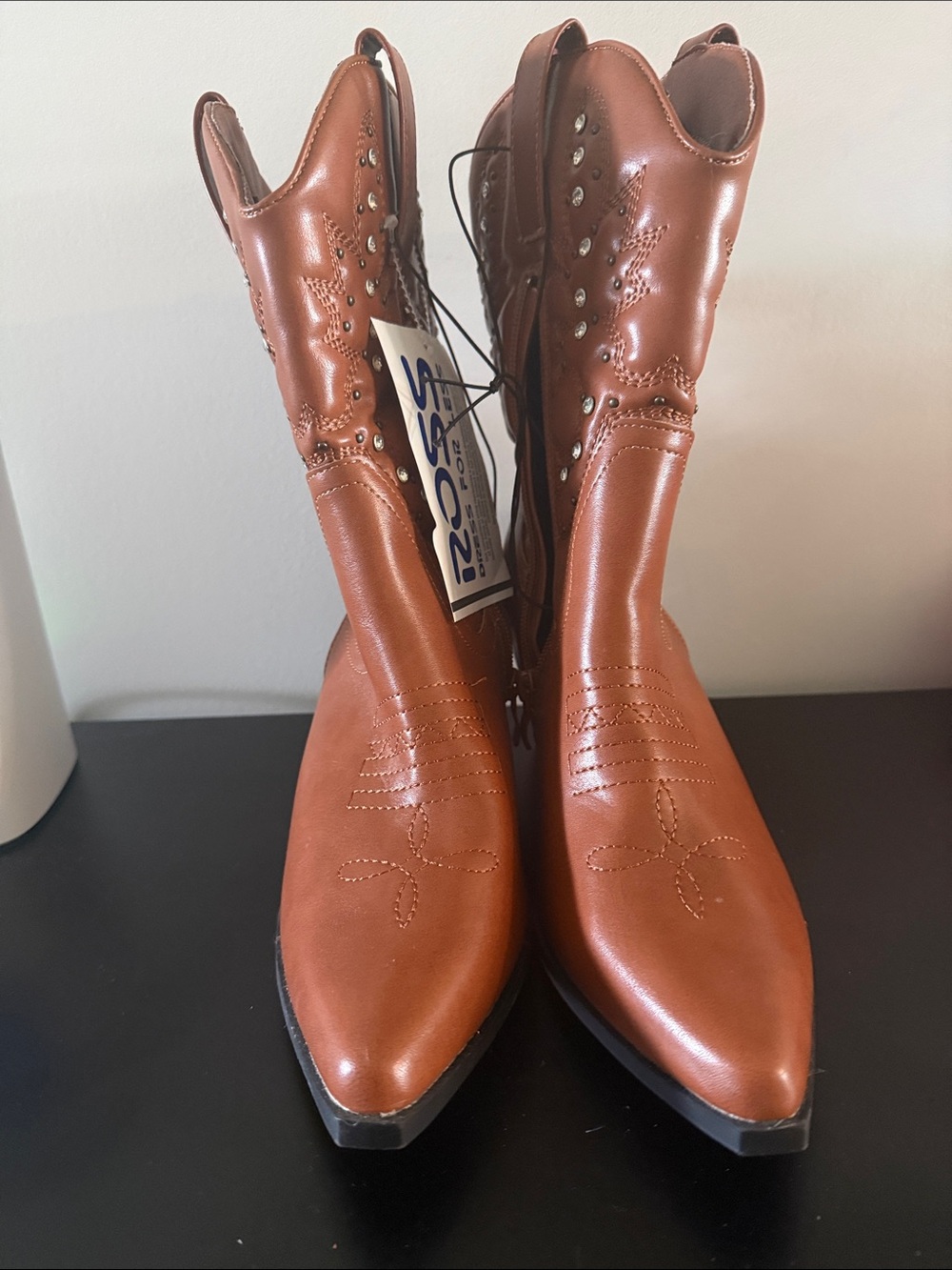 Source Unknown Women’s Cognac Brown Western Ankle Boots